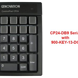 Genovation Controlpad CP24 RS232 Serial COM Port DB9 programmable keypad cherry MX2a key switches 100 million operations windows apple mac Linux front view 13-key numeric layout